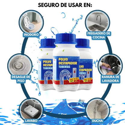 PowerPipe: Polvo Destapador de Tuberías y Cañerías