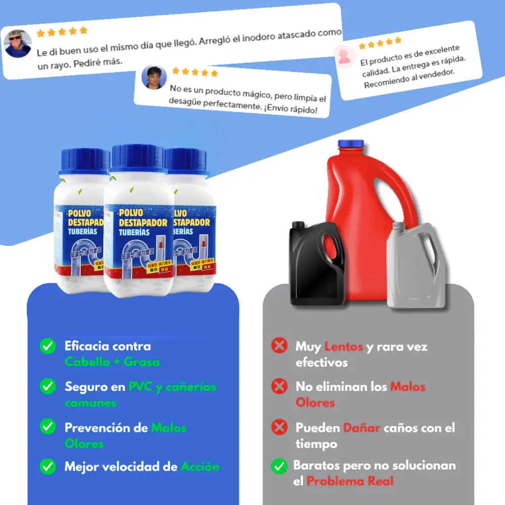 PowerPipe: Polvo Destapador de Tuberías y Cañerías