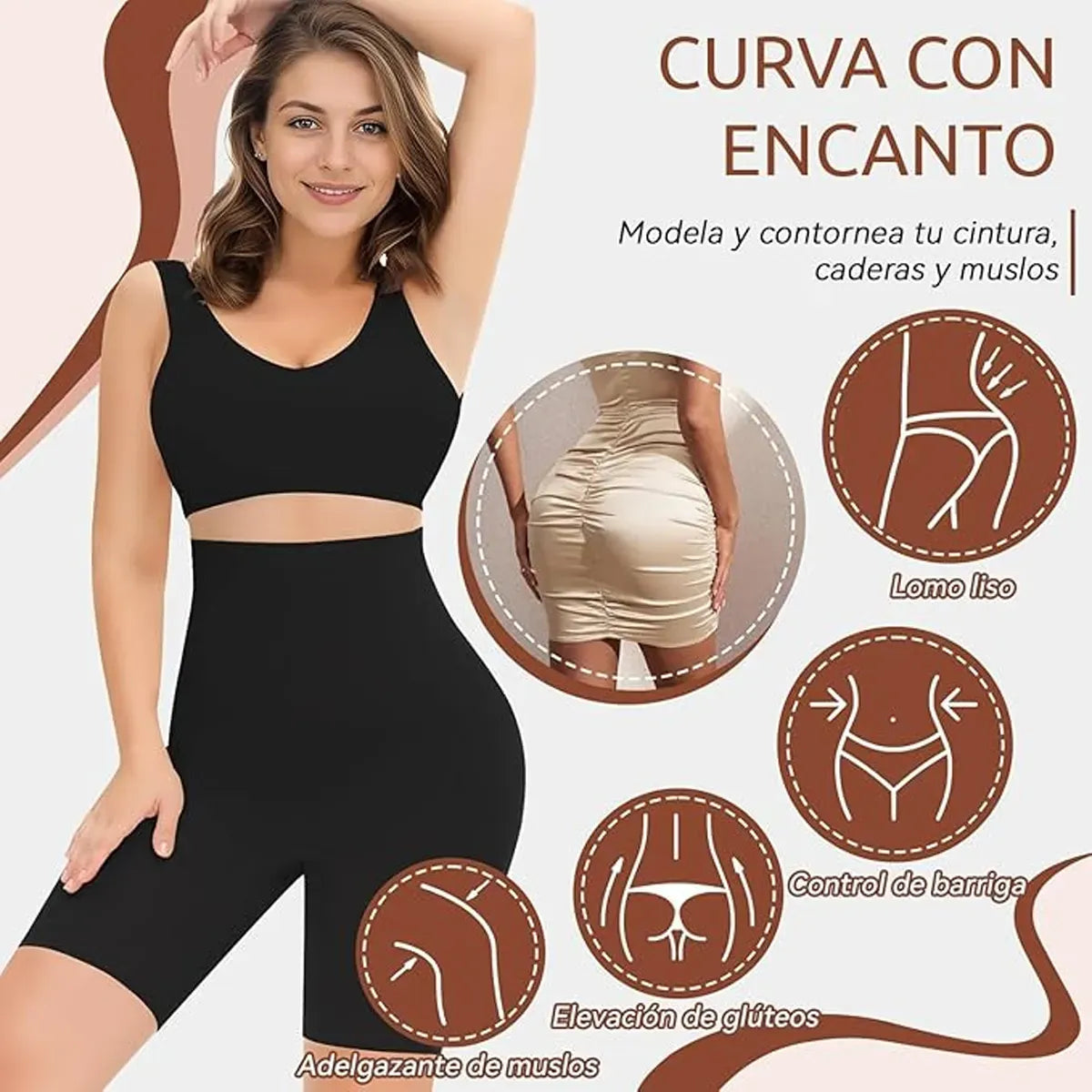 Faja Moldeadora 2 en 1: Reduce Cintura y Realza Glúteos